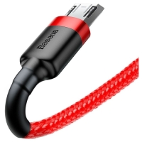 Кабель Baseus, MicroUSB - USB, 2.4 А, ПВХ оплётка, 1 м, красный