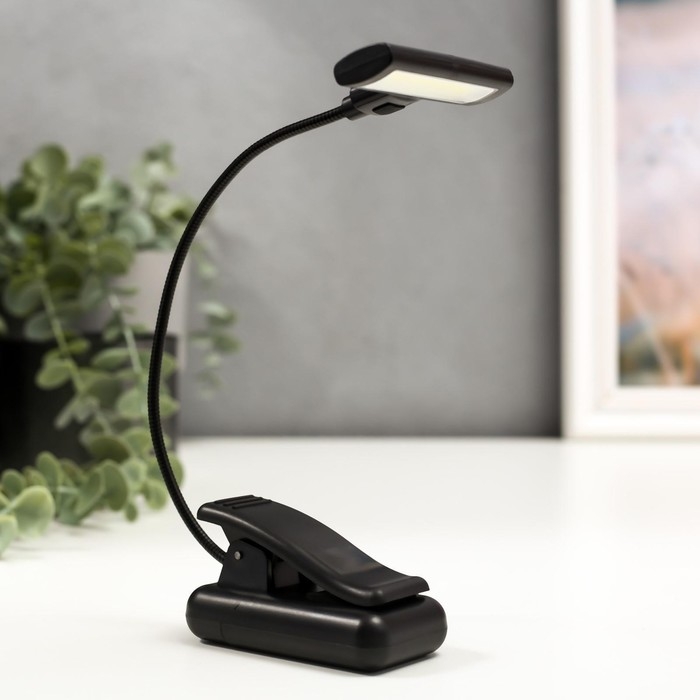 Лампа для чтения на прищепке 16430/1 LED от батареек 3ААА черный 7х4,5х31 см RISALUX Лампа для чтения на прищепке 16430/1 LED от батареек 3ААА черный 7х4,5х31 см RISALUX