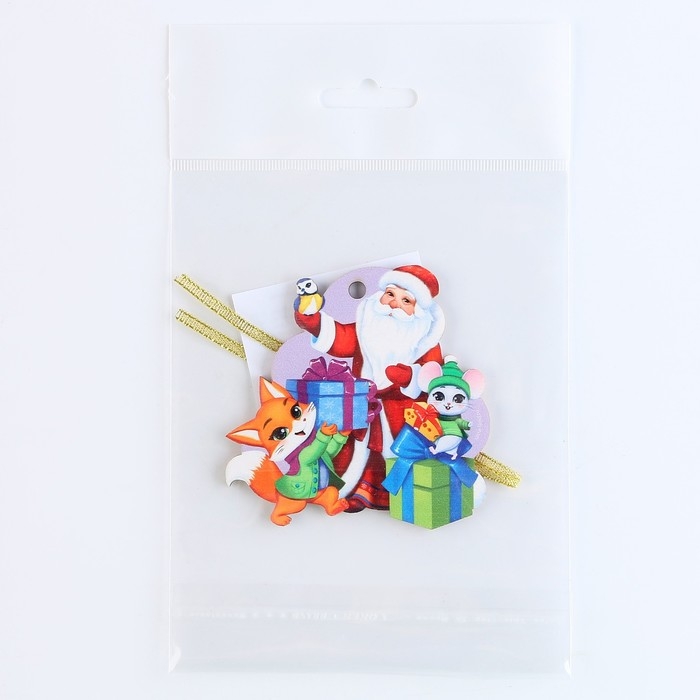 Ёлочная игрушка - подвеска деревянная &laquo;Новый год! Дед мороз и зверята&raquo;