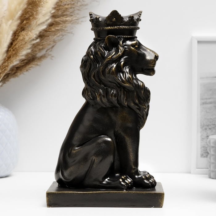 Копилка Копилка "Лев с короной" черный с позолотой, 23см