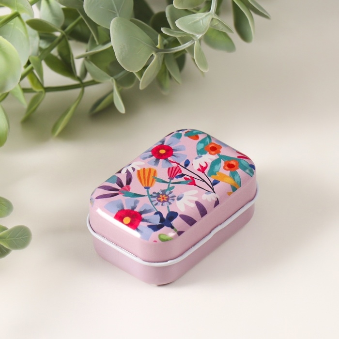 Шкатулка металл прямоугольная  Шкатулка металл прямоугольная "Цветочки" МИКС 5,8х4,2х2.6 см