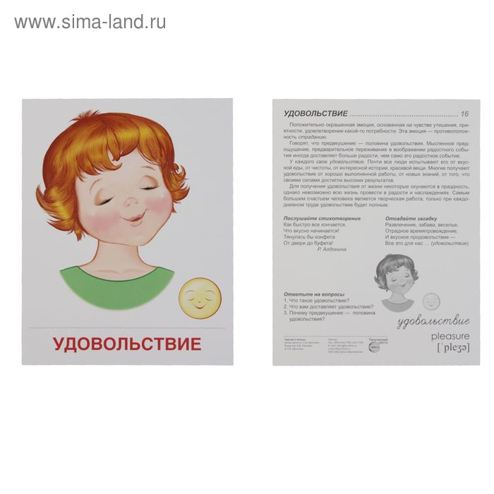 Демонстрационные картинки  Демонстрационные картинки "Чувства и эмоции" 16 картинок с текстом, 173х220мм