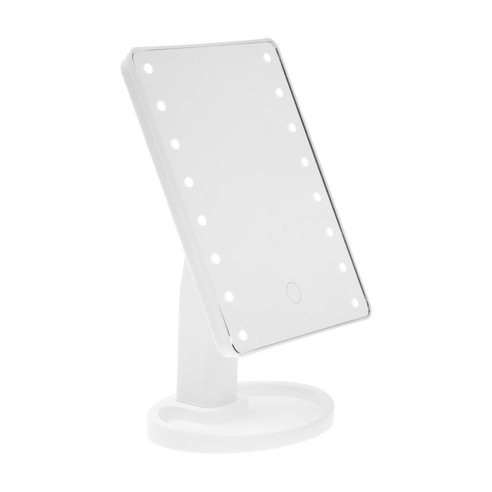 Зеркало Luazon KZ-06, подсветка, 26.5 х 16 х 12 см, 16 диодов, сенсорная кнопка, белое Зеркало Luazon KZ-06, подсветка, 26.5 х 16 х 12 см, 16 диодов, сенсорная кнопка, белое