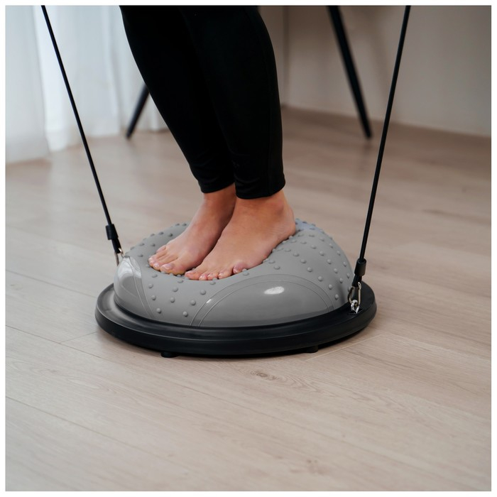 Полусфера BOSU гимнастическая, массажная, с насосом, 46х20 см, цвет серый Полусфера BOSU гимнастическая, массажная, с насосом, 46х20 см, цвет серый