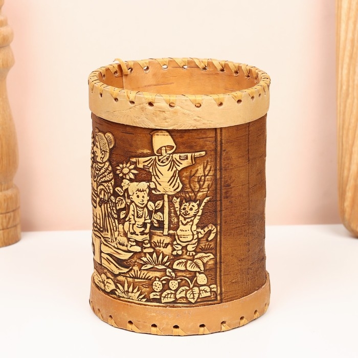 Туес «Деревня", сахар, 10 х 10 х 14 см