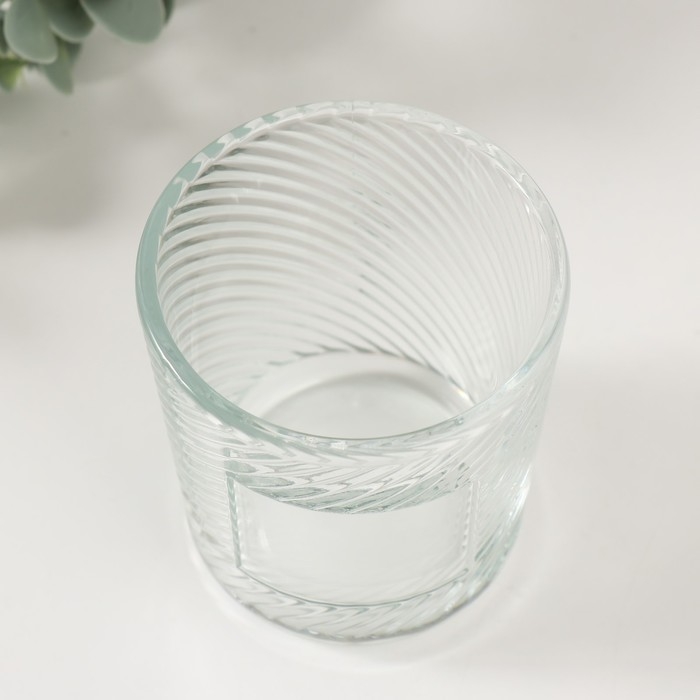 Банка для свечей стекло Банка для свечей стекло "Наклонные линии" прозрачная 200 мл 7,5х7,5х8,2 см