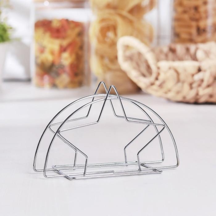 Салфетница Доляна «Звезда», цвет серебряный Салфетница Доляна «Звезда», цвет серебряный