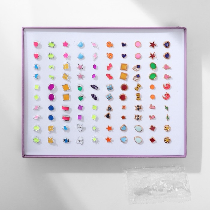 Пусеты в коробке 50 пар «Романтика», цвет МИКС Пусеты в коробке 50 пар «Романтика», цвет МИКС