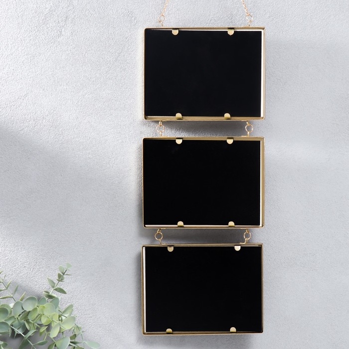 Фоторамка металл на 3 фото 10х15 см  Фоторамка металл на 3 фото 10х15 см "Лофт. Строгие линии" золото, паспарту 44х18,5 см