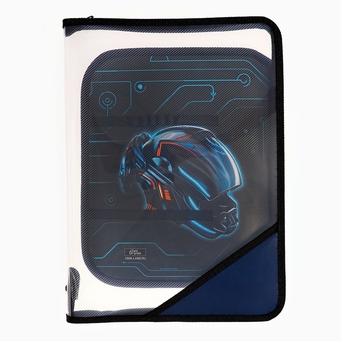 Папка для труда А4, 325 х 230 х 25 мм, молния вокруг, откидная планка, пластиковая, ПТР-1, Calligrata  Папка для труда А4, 325 х 230 х 25 мм, молния вокруг, откидная планка, пластиковая, ПТР-1, Calligrata "Мото шлем"