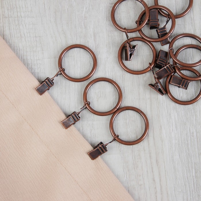 Кольцо для карниза, с зажимом, d = 32/38 мм, 10 шт, цвет медный Кольцо для карниза, с зажимом, d = 32/38 мм, 10 шт, цвет медный