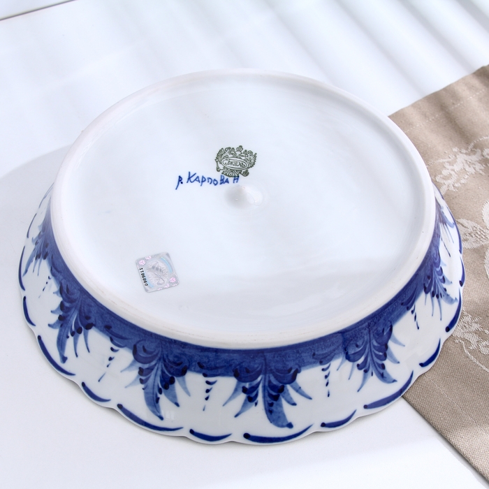 Блинница "Уточка", d-24см, h-20,5см, гжель, 1 сорт