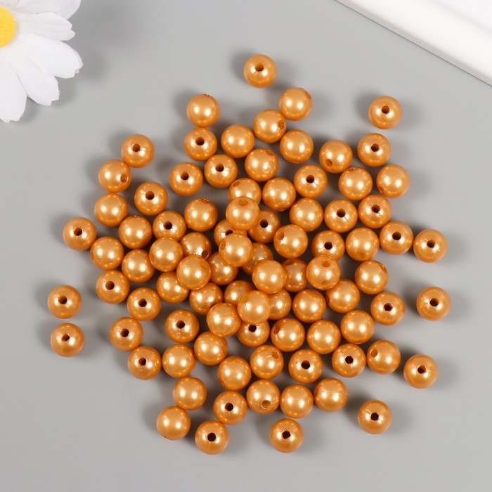 Набор бусин Набор бусин "Жемчуг" d 10 мм, 250 гр, тёмно-бежевый