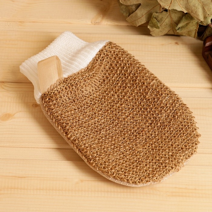 Мочалка двухсторонняя Мочалка двухсторонняя "Рукавица", крапива, 22х13см