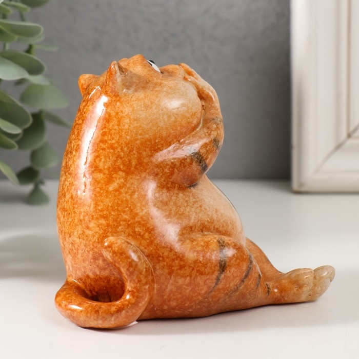 Сувенир полистоун лак Сувенир полистоун лак "Рыжий кот молчун" 9,2х7х11,5 см