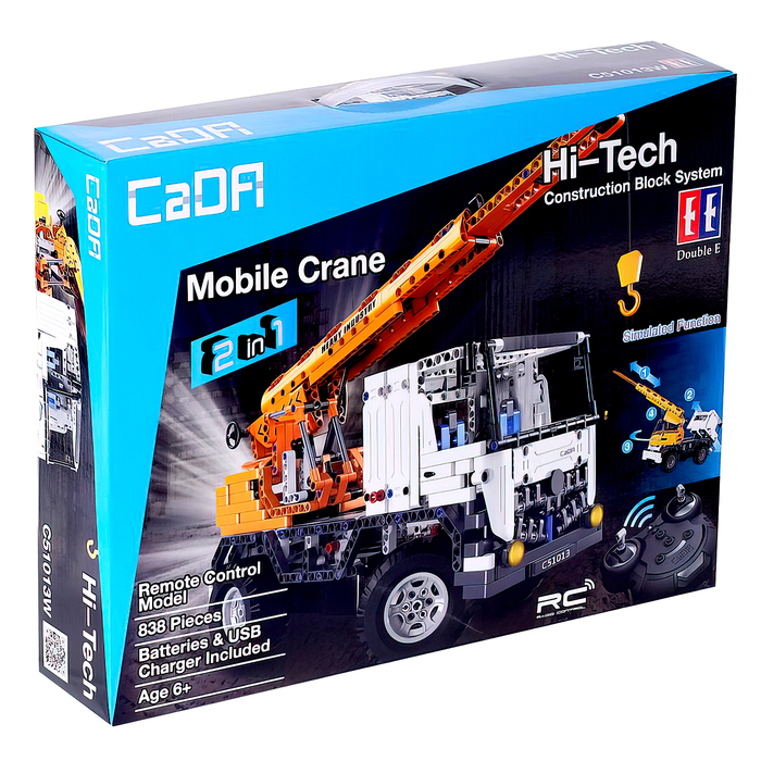 Конструктор радиоуправляемый «Грузовик-Кран», 838 деталей, 2 в 1, с аккумулятором Конструктор радиоуправляемый «Грузовик-Кран», 838 деталей, 2 в 1, с аккумулятором