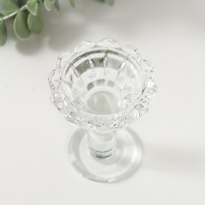 Подсвечник стекло на 1 свечу "Мельпомени" d=2 и 3,5см 6,7х6,7х9,2 см