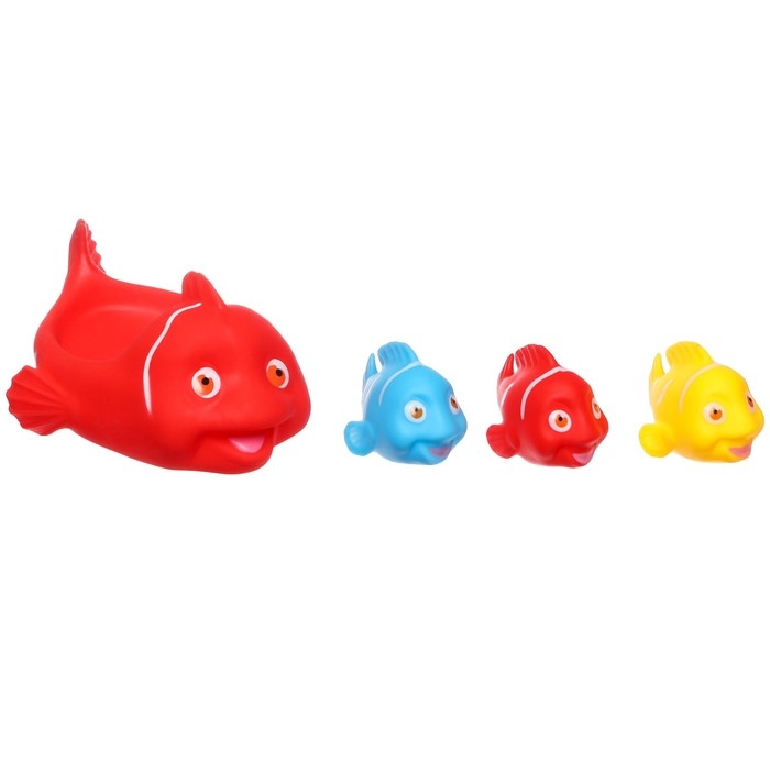 Набор резиновых игрушек для ванны «Мыльница: Рыбки», 4 шт, Крошка Я Набор резиновых игрушек для ванны «Мыльница: Рыбки», 4 шт, Крошка Я