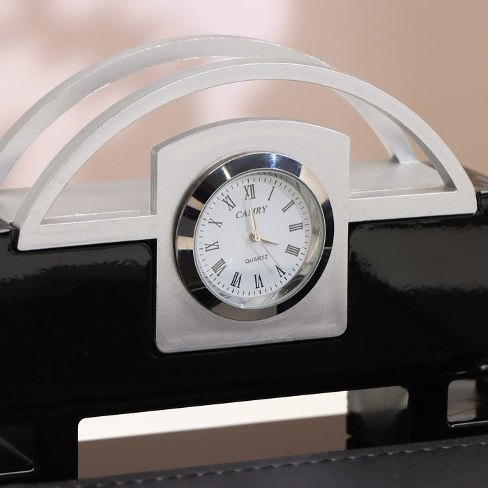 Набор настольный 4в1 с визитницей и часами, 34х17х13 см Набор настольный 4в1 с визитницей и часами, 34х17х13 см