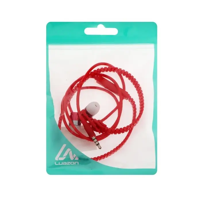 Наушники Luazon VBT 1.10 &laquo;Молния&raquo;, вакуумные, микрофон, красные