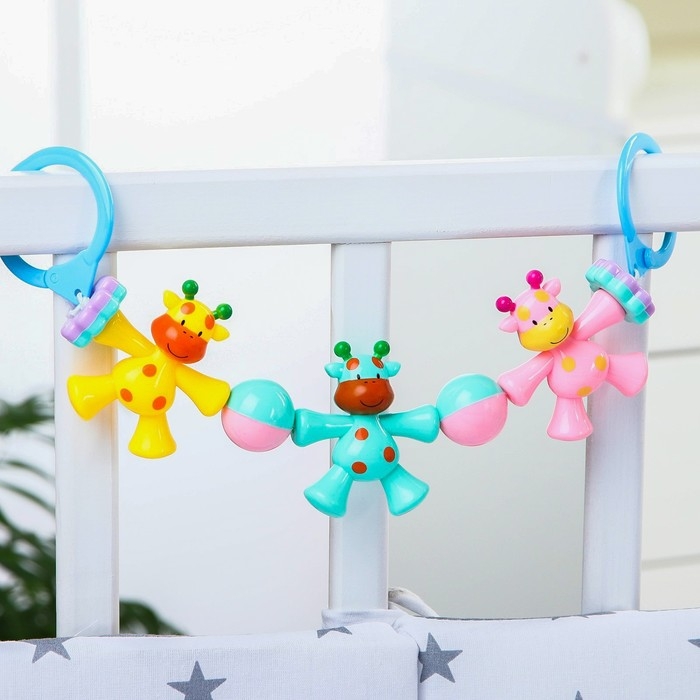 Растяжка на коляску/кроватку «Жирафики», 3 игрушки с погремушками, цвет МИКС, Крошка Я Растяжка на коляску/кроватку «Жирафики», 3 игрушки с погремушками, цвет МИКС, Крошка Я