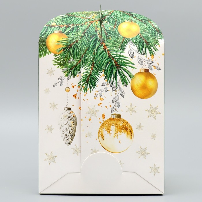 Складная коробка под маленький торт «С Новым годом», шары, 15 х 15 х 18 см, Новый год Складная коробка под маленький торт «С Новым годом», шары, 15 х 15 х 18 см, Новый год