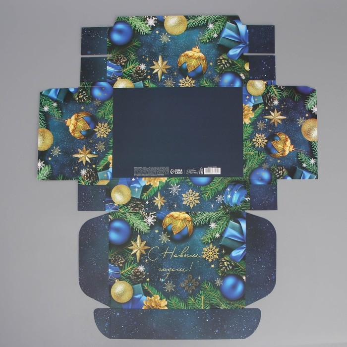 Коробка подарочная новогодняя складная «Новогодние игрушки», 21 х 15 х 5 см, Новый год Коробка подарочная новогодняя складная «Новогодние игрушки», 21 х 15 х 5 см, Новый год