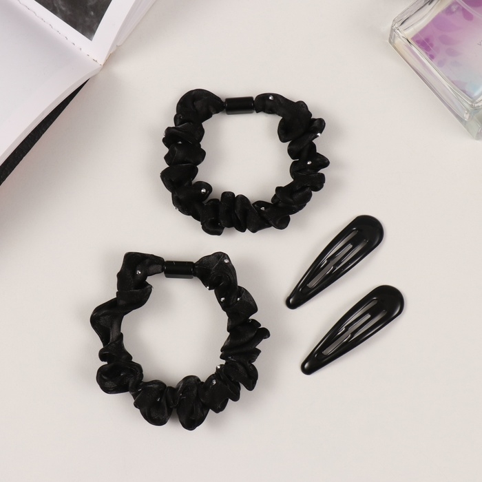 Набор для волос Набор для волос "Глория блеск" (2 резинки 5,5 см, 2 невидимки 5 см) чёрный