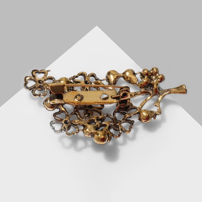 Брошь «Цветы» на веточке, цвет изумрудно-радужный в чернёном золоте Брошь «Цветы» на веточке, цвет изумрудно-радужный в чернёном золоте