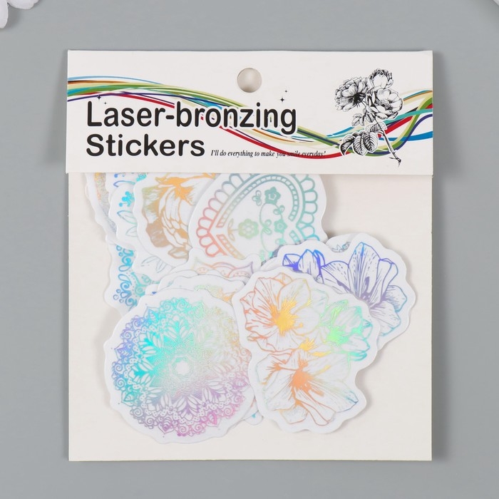 Наклейка пластик Наклейка пластик "Голография. Цветы" набор 38 шт 13х11,5х0,5 см
