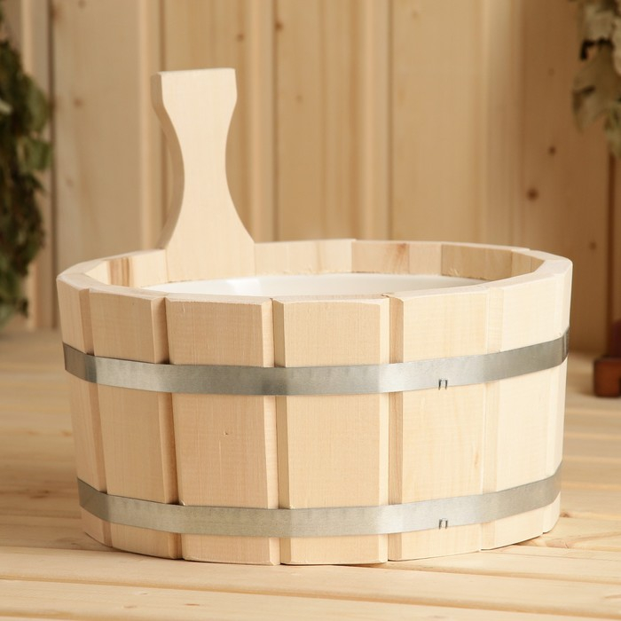 Шайка- ушат, бадья из липы, 4 л, пластиковая вставка Шайка- ушат, бадья из липы, 4 л, пластиковая вставка