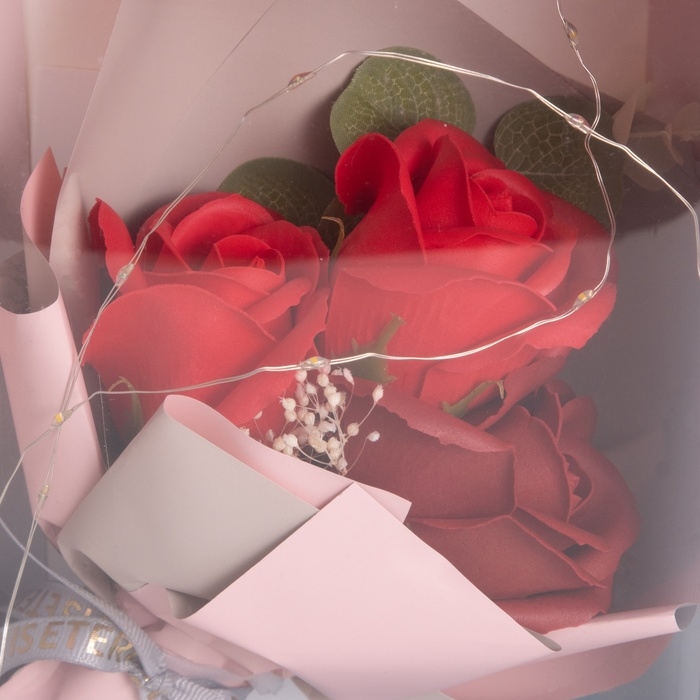 Ночник «Букет роз» красный LED 3хAG10 7.5х15.5х23см