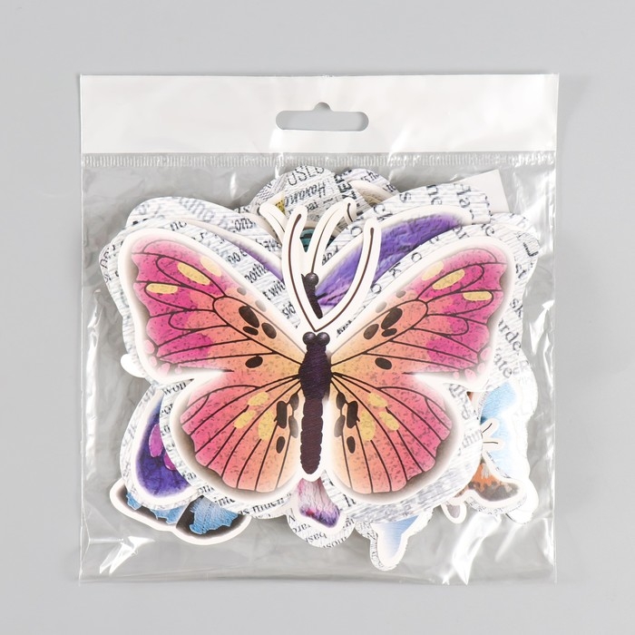 Бабочки картон двойные крылья Бабочки картон двойные крылья "Газетные" набор 12 шт h=4-10 см