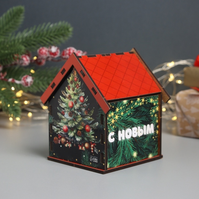 Новогодний чайный домик  Новогодний чайный домик "С Новым годом" 10,5х9,5х12 см