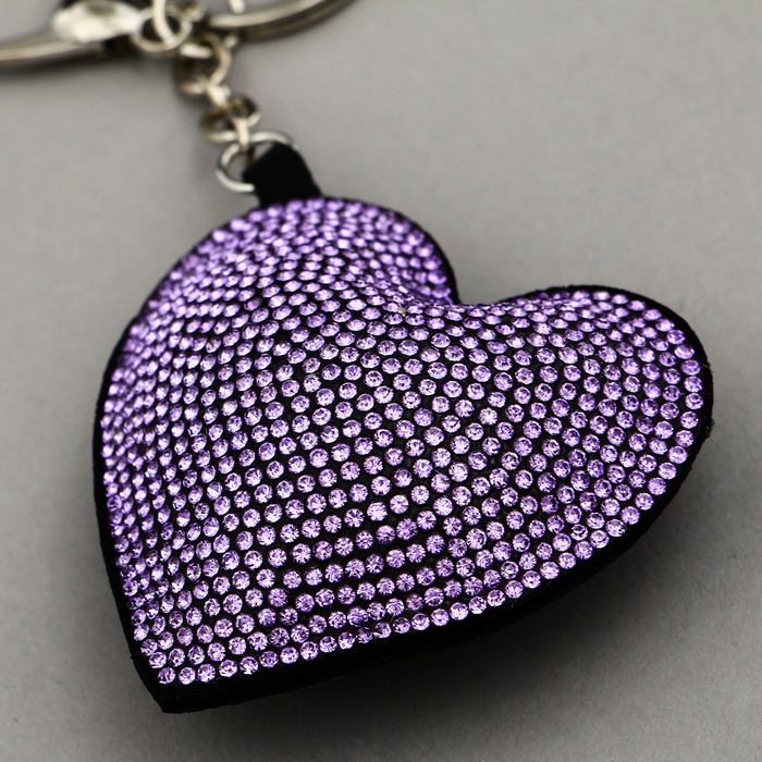 Мягкая игрушка «Сердце» со стразами, на брелоке, 7 см, цвет сиреневый Мягкая игрушка «Сердце» со стразами, на брелоке, 7 см, цвет сиреневый