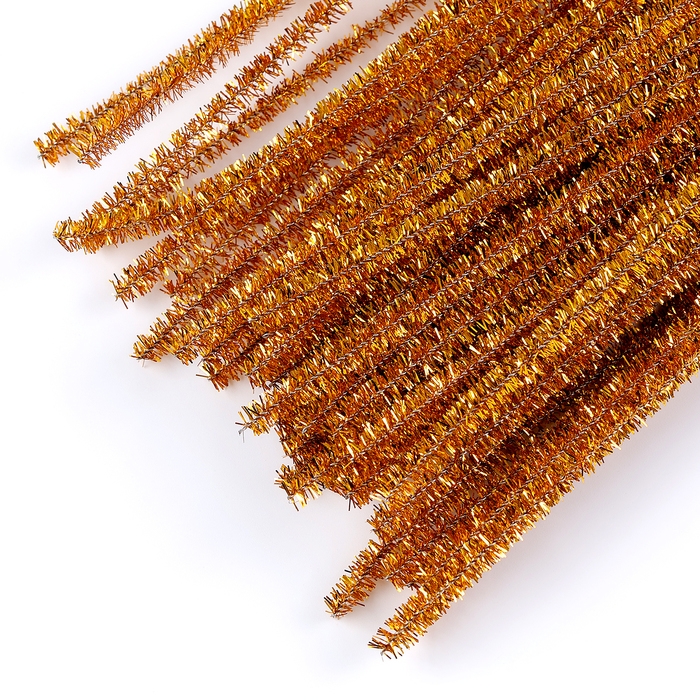 Проволока с ворсом для поделок «Блеск», набор 50 шт, размер 1 шт: 30×0,6 см, цвет золотой