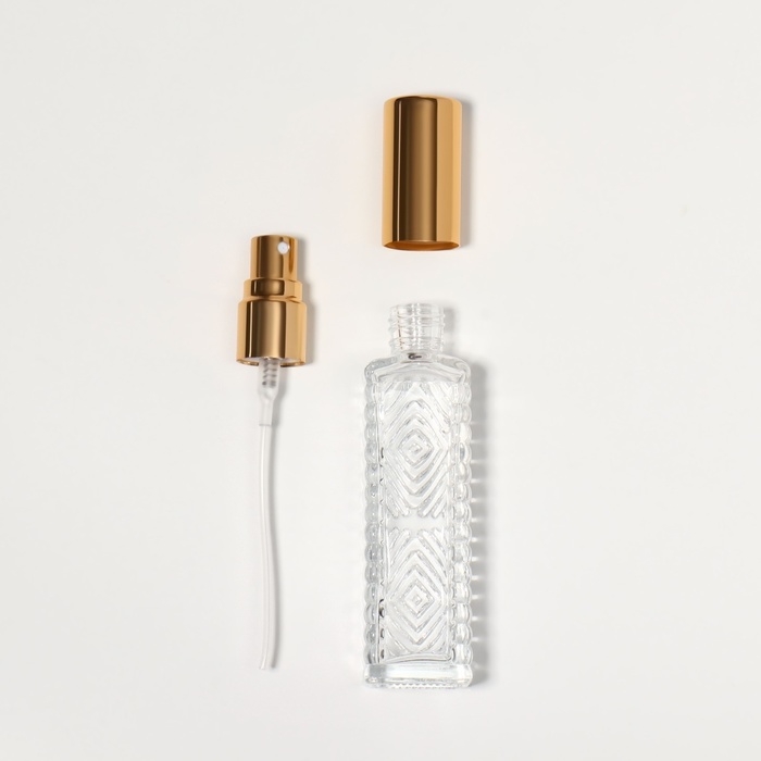 Флакон для парфюма «Прозрачный узор», с распылителем, 15 мл, цвет золотистый Флакон для парфюма «Прозрачный узор», с распылителем, 15 мл, цвет золотистый