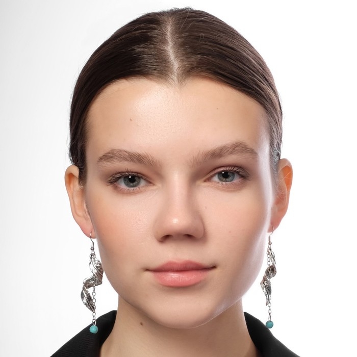 Серьги ассорти «История» скрученное перо, цвет голубой в чернёном серебре Серьги ассорти «История» скрученное перо, цвет голубой в чернёном серебре