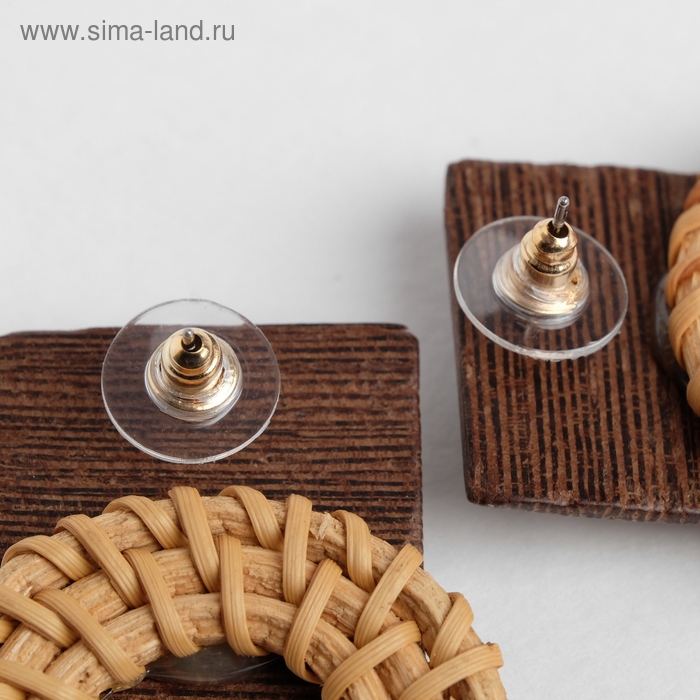 Серьги «Ваканда» кольцо в квадрате, цвет бежево-коричневый Серьги «Ваканда» кольцо в квадрате, цвет бежево-коричневый