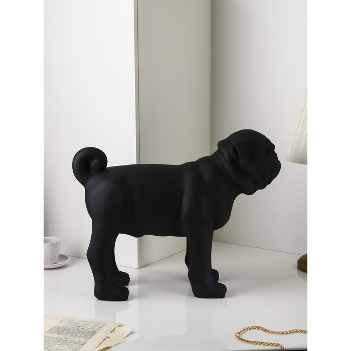Фигура «Мопс», полистоун, 48 см, цвет чёрный матовый Фигура «Мопс», полистоун, 48 см, цвет чёрный матовый