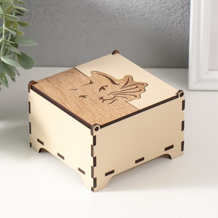 Шкатулка комбинированная  Шкатулка комбинированная "Кошка" 10,5х10х7 см