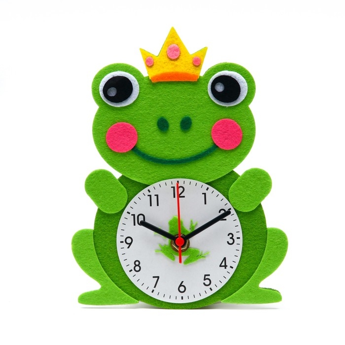 Часы настольные DIY Часы настольные DIY "Лягушонок из фетра" детские, набор для творчества, 23 х 21 см, АА