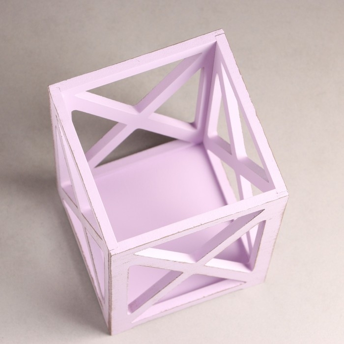 Кашпо деревянное 14×14×26 см  Кашпо деревянное 14×14×26 см "Фонарь Хай-тек Прованс", Сиреневый