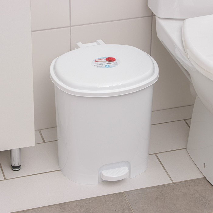 Ведро с педалью, 12 л, цвет белый Ведро с педалью, 12 л, цвет белый