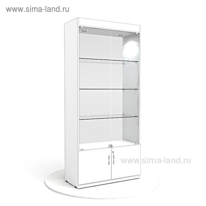 Витрина из ЛДСП 2000×900×400, цвет белый, стенка стекло