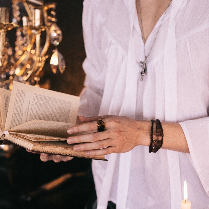 Кольцо мужское «Перстень» ажур, цвет чёрный в золоте, 19 размер