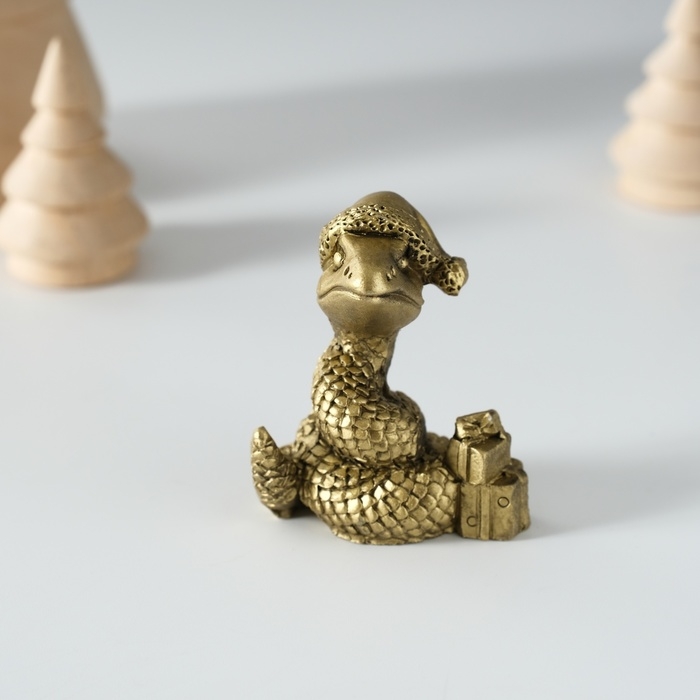 Сувенир полистоун Сувенир полистоун "Золотистая змейка" МИКС 3х3х5 см