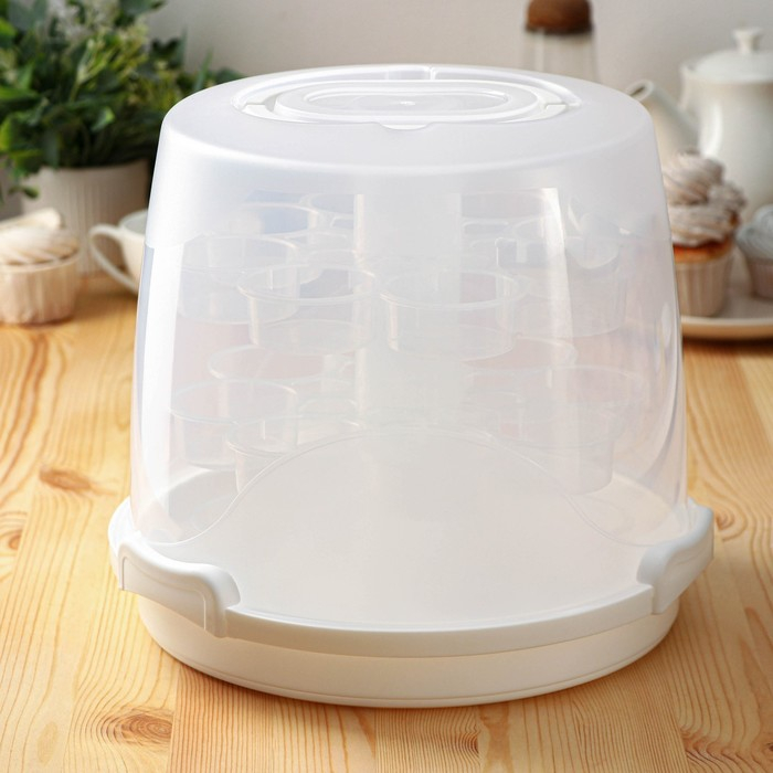 Тортовница с крышкой, 29&times;24 см, 24 ячейки, переносная, цвет МИКС