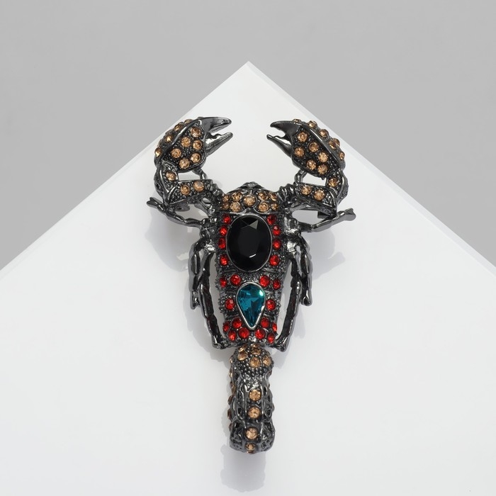 Брошь «Скорпион», цветная в сером металле Брошь «Скорпион», цветная в сером металле