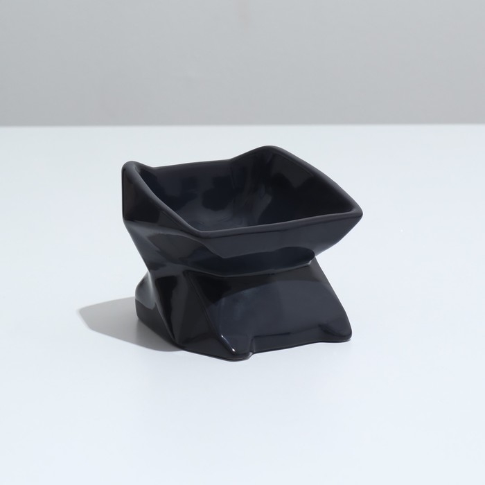 Миска фигурная  Миска фигурная "Ушки", 11 х 11,5 х 11 см, 250 мл,  чёрная